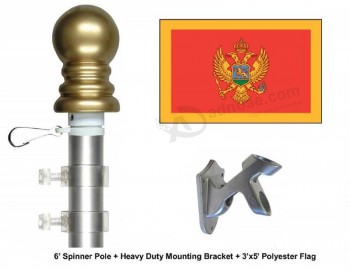 montenegro flag and flagpole Set, choose from over 100 world and international 3'x5' flags and flagpoles, includes montenegrin flag