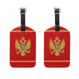 Etiquetas de bagagem de bandeira de montenegro Etiquetas de couro PU acessórios cartões de identificação para identificador de bagagem de viagem Conjunto de 2
