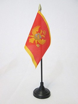 bandera de mesa montenegro 4 '' x 6 '' - bandera de escritorio montenegrina 15 x 10 cm - punta de lanza dorada