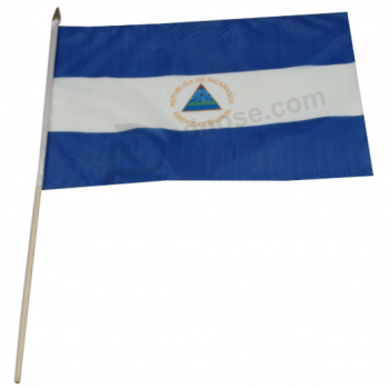 promotional printing polyester Nicaragua hand held flag