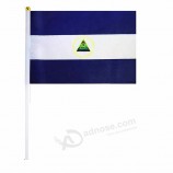 Polyester Fabric White Plastic Pole Nicaragua Small Hand Waving Flag