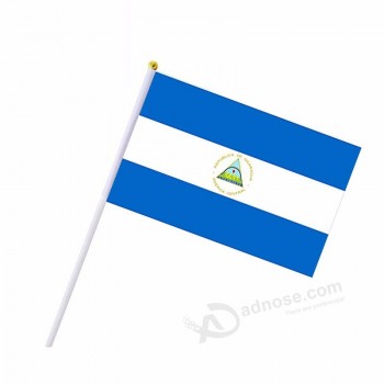 fast delivery polyester mini hand nicaragua national flag
