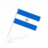 14x21cm polyester single sided nicaragua handheld flag with pole