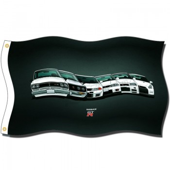 nissan GTR flags 3x5ft 100% polyester,canvas head with metal grommet