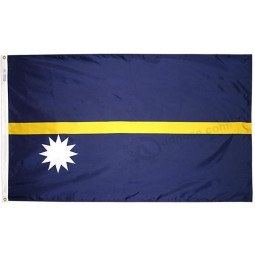 Nauru Flag 3x5 ft. Nylon SolarGuard Nyl-Glo 100% Made in USA to Official United Nations Design Specifications.