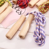 Factory direct wholesale wooden handle skipping rope with nylon for kids jump rope training