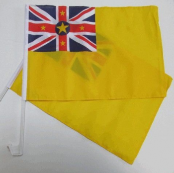 플라스틱 극을 가진 뜨개질을 한 폴리 에스테 niue 차 깃발