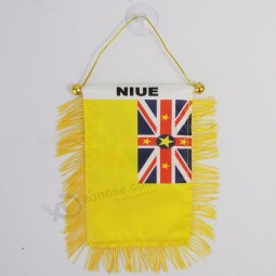 Ventana del espejo retrovisor del coche niue mini flag banner