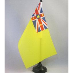 Niue table flag with metal base Niue desk flag with stand