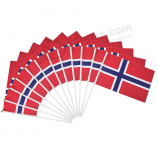 no MOQ logo printed Norway hand held flag with plastic pole