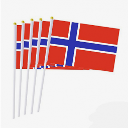 silk screen print Norwegian hand waving national flag