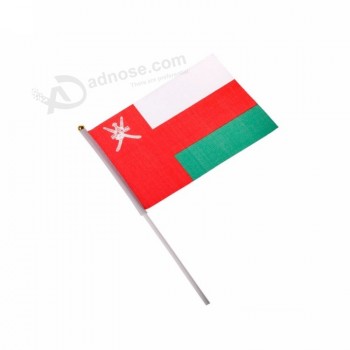 Custom printed polyest outdoor Oman national hand waving flag for decoration