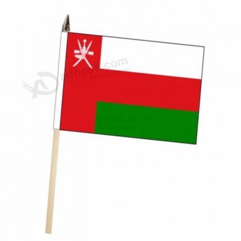 Custom any logo quick delivery Oman hand waving flag with plastic stick