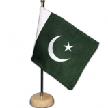 Pakistan national table flag / Pakistan country desk flag with wooden base
