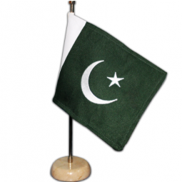 Pakistan national table flag / Pakistan country desk flag with wooden base