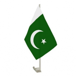 Knitted polyester Pakistan Car Flag with plastic pole