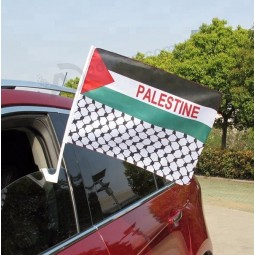 china manufacturer 30*45cm polyester material palestine car flag with pole