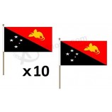 FLAG Papua New Guinea Flag 12'' x 18'' Wood Stick - Papuan Flags 30 x 45 cm - Banner 12x18 in with Pole