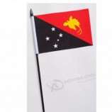 Hot sale custom polyester printing papua new guinea hand waving flag with black pole