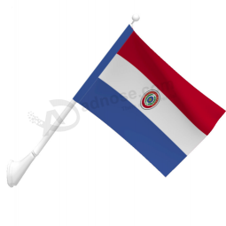 bandeira de Paraguai montada na parede de malha de poliéster para exterior