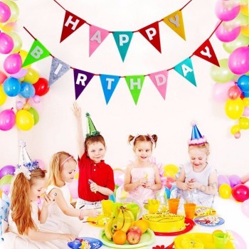 Happy Birthday Decorations Banner Colorful Party Supplies Bunting For Girl And Boy 5''x7.4''