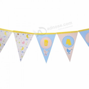 Kid Birthday Party Supplies Wholesale Triangle Customized Happy Birthday Paper Bunting Flags Banner