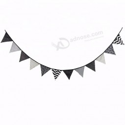 Hot selling printing wedding decoration supply baby photography background hanging fabric bunting triangle flag