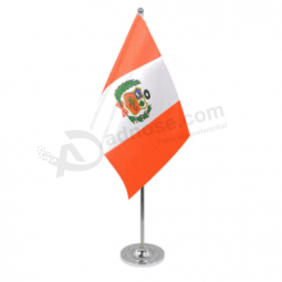 High Quality Small Metal Satin Peru Desk Flag