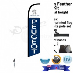 PEUGEOT Blue AND White Single Sided Medium Feather Flag