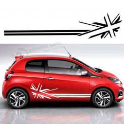 for Peugeot 107 & 108 019 207 & 208 Union Jack Flag Racing Stripes Graphics Stickers Decals Car Styling DA-0y2 Gray
