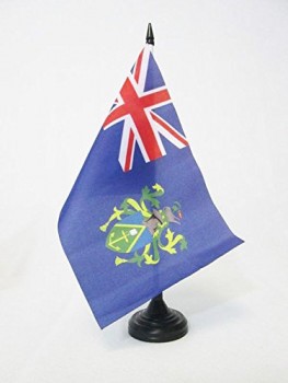 pitcairn eilanden tafelvlag 5 '' x 8 '' - pitcairn bureau vlag 21 x 14 cm - zwarte plastic stok en voet