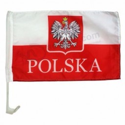 Knitted Polyester Polska Car Flag Polish Car Window Flags