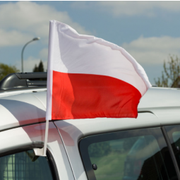 Knitted Polyester Country Poland car window clip flag