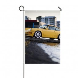 DongGan Garden Flag Supercharged Carrera 4 Yellow Porsche 911 12x18 Inches(Without Flagpole)