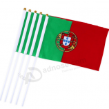 polyester Portugal hand held flags with plastic pole