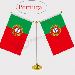Two Flags Portugal Desk Flag Portugal Table Top Flag with Base