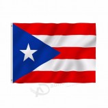 Encabezado de lienzo de colores vivos de alta calidad e impresión de seda de poliéster con doble costura con ojales de latón Bandera de Puerto Rico de 3x5 pies