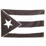 promotionele hoge kwaliteit 3x5ft dubbelzijdig puerto rico zwarte land vlaggen