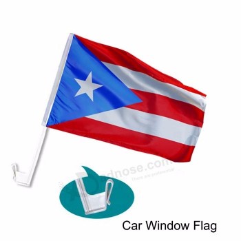 Tamanho personalizado tecido de poliéster janela lateral do carro bandeira país porto rico bandeiras do carro