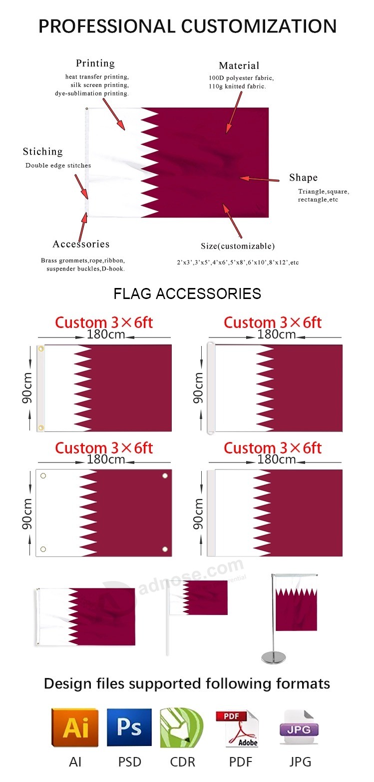 Outdoors hanging fluttering country flag 100%polyester high quality sublimation satin national flag