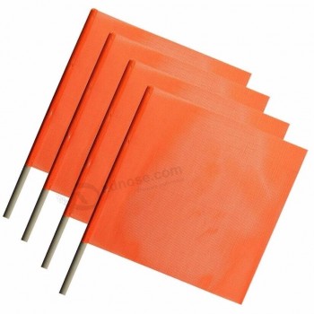 Custom printed 0.36mm thickness wooden pole orange pvc mesh load safety marking construction flag