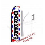 Customizable 13.5ft Barber Shop Knitted Polyester Swooper Set Ground Spike Feather beach Flag with Pole