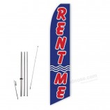 alugue-me (azul) bandeira de penas super novo - completa com conjunto de vara de 15 pés e espigão
