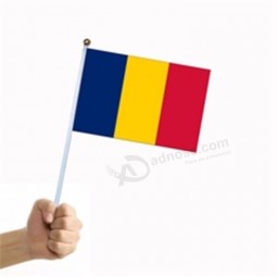 High Quality Polyester Mini Stick Romania Hand Flags