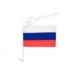 Printed Polyester Russia Car Window Flag With Plastic Poles