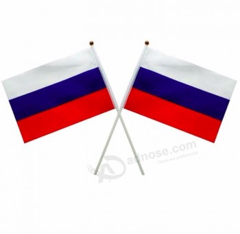 Russia Hand Wave Flags Festival Sports Decor with Plastic Pole