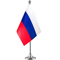 Professional printing Russia national table flag with base