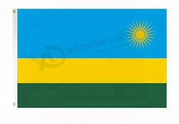 Wholesale polyester hand held car usage Rwanda flag banner