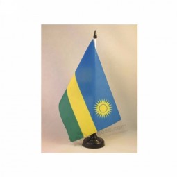 Silk Printing 68d Polyester Rwanda Country Table Flag