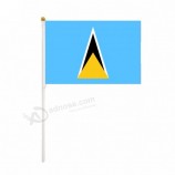 kundenspezifische neue Ankunfts-St- Lucialogo-Handflagge